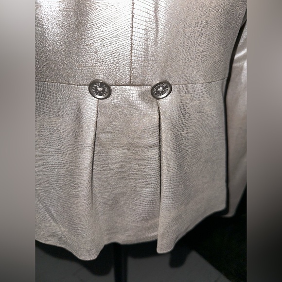 AX- Armani Exchange silver/metallic gray reptilian print faux leather blazer•Sz8 - Picture 9 of 16